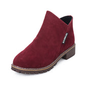 Women's Frosted Chunky Heel Ankle Boots | Vintage Fall Winter Boots