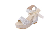 Women's Spring/Summer Peep Toe Wedge Sandals | Black Open Toe Casual Shoes