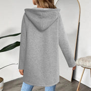 Women's Long Hooded Open Front Cardigan | Loose Zip Pocket Outerwear