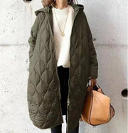 Women's Diamond Lattice Hooded Cotton Coat | Street Style Winter Jacket