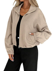 Women's Loose High Collar Zip-Up Jacket | Autumn Winter Outerwear