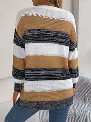 Women's Color Block Lantern Sleeve Cardigan Coat – Casual