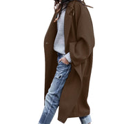 Women's Casual Long Woolen Coat | Single Breasted Lapel Jacket with Pockets