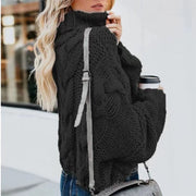 Women's Loose-Fitting Turtleneck Sweater | Long Sleeve Crochet Pullover