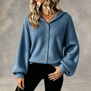 Women's Hooded Knit Cardigan, Button Corduroy Coat – Casual