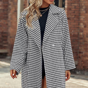 Women's Wool Coat | Suit Collar Hidden Hook Long Jacket