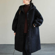 Women's Padded Hooded Coat | Lambswool Loose Plus Size Jacket