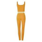 Women's Yoga Two-Piece Suit – Sleeveless Vest & Cropped Pants Set