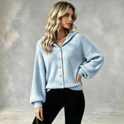 Women's Hooded Knit Cardigan, Button Corduroy Coat – Casual