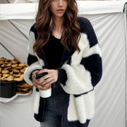 Women's Loose V-Neck Knit Cardigan, Striped – Casual