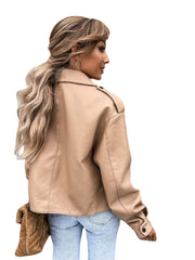 Women's PU Leather Loose Lapel Jacket | Coat Outerwear