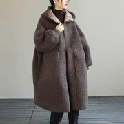 Women's Padded Hooded Coat | Lambswool Loose Plus Size Jacket
