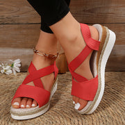 Women's Cross-Strap Platform Wedge Sandals | Gladiator Hemp Heel Summer Shoes