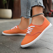 Women's Classic White Canvas Training Shoes | Flat Casual Sneakers