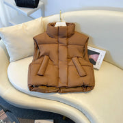 Women's High Waist Cotton Vest | Short Autumn Winter Padded Vest