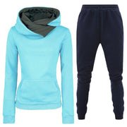 Women's Plush Hooded Sportswear Suit – Two-Piece Set with Pockets