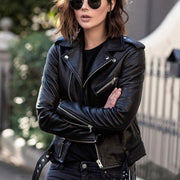 Women's Street Style Faux Leather Zip-Up Jacket | Outerwear