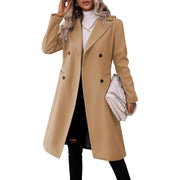 Women's Long Woolen Coat | Solid Color Fall Winter Overcoat