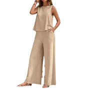 Women's Sleeveless Pants Suit | Loose Casual Summer Two-Piece Set