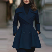 Women's Double-Breasted Lapel Coat | Solid Color Winter Outerwear
