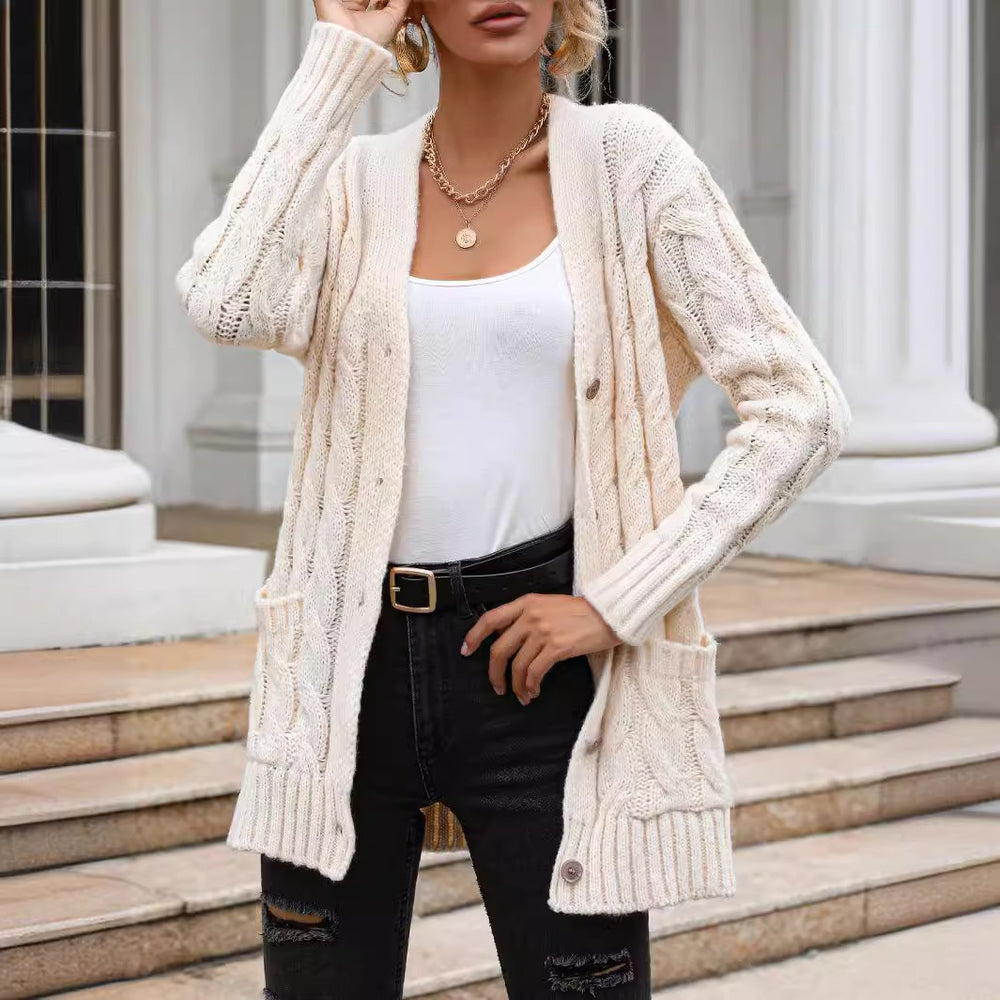 Women's Twist Knit Single-Breasted Cardigan – Casual
