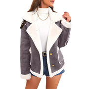 Women's Polo Collar Plush Jacket | Warm Winter Casual Coat