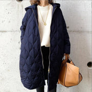 Women's Diamond Lattice Hooded Cotton Coat | Street Style Winter Jacket