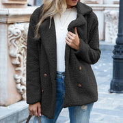 Women's Loose Lapel Fluffy Coat | Winter Button Outwear