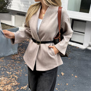 Solid Color Coat | Women's Slim Fit Long Sleeve Jacket