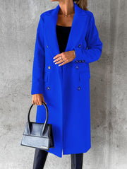 Women's Double Breasted Lapel Winter Coat | Slim Fit Long Jacket