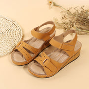 Women's Large Size Peep Toe Roman Sandals | Casual Wedge Velcro Shoes