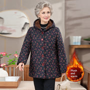 Women's Winter Cotton-Padded Coat | Floral Print Middle-Aged Outerwear