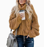 Women's Loose-Fitting Turtleneck Sweater | Long Sleeve Crochet Pullover