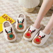 Women's Elk Print Winter Slippers | Soft Cozy House Shoes
