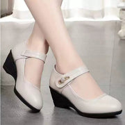 Women's Soft Bottom Non-Slip Wedge Pumps | Comfortable Leather Casual Shoes