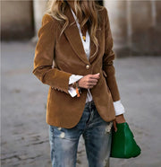 Women's Velvet Lapel Suit Jacket | Slim Single-Breasted Business Blazer