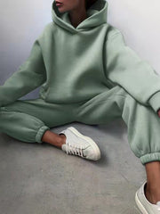 Women's Hooded Sweater Two-Piece Tracksuit | Casual Knit Set