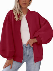 Women's Casual Warm Baseball Collar Jacket | Zip-Up Long Sleeve Outerwear