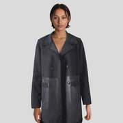 Women's Mid-Length PU Leather Jacket | Two-Way Wear Coat