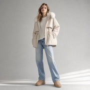 Women's Waist-Slimming Thickened Casual Jacket | Fur Trim & Pockets