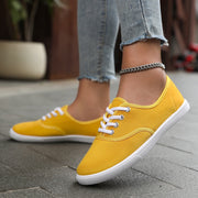 Women's Classic White Canvas Training Shoes | Flat Casual Sneakers