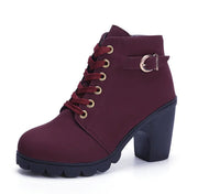 Women's Leopard Print Chunky Heel Ankle Boots | Suede Lace-Up Zip Boots