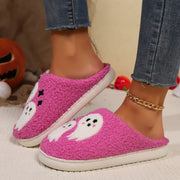 Women's Halloween Cartoon Ghost Cotton Slippers | Non-Slip Winter House Shoes