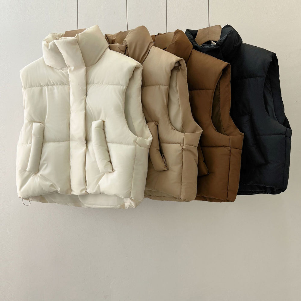 Women's High Waist Cotton Vest | Short Autumn Winter Padded Vest