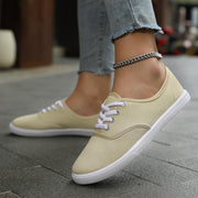Women's Classic White Canvas Training Shoes | Flat Casual Sneakers