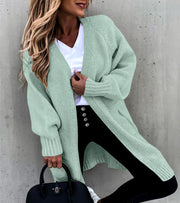 Women's Loose Knit Cardigan, Mid-Length Sweater Coat – Casual