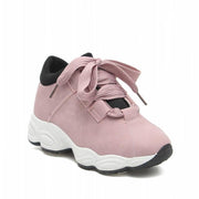 Women's New Style White Casual Shoes | Thick Sole Lace-Up Sneakers