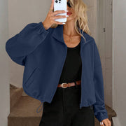 Women's Loose High Collar Zip-Up Jacket | Autumn Winter Outerwear