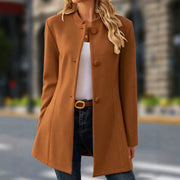 Women's Casual Stand Collar Woolen Coat | Versatile Outerwear