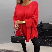 Women's Loose Batwing Sleeve Sweater | Oversized Knitted Shawl Pullover